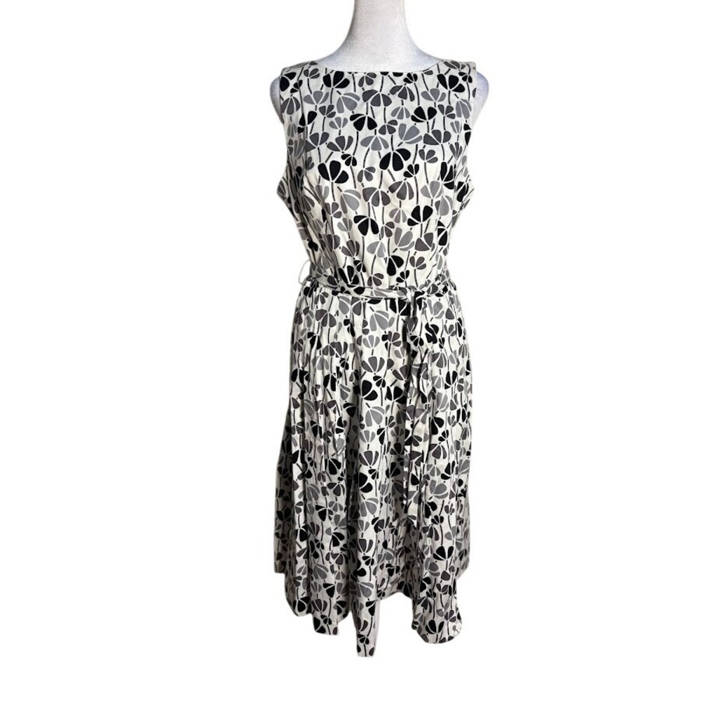 Anne Klein Women's Sleeveless Floral Print Midi Dress Size 6 Belted‎ NWT